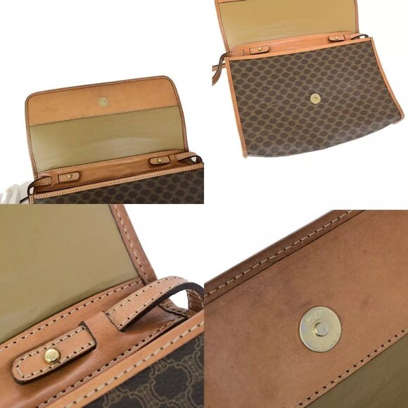 CELINE Logo Macadam Pattern Shoulder Bag PVC Leather Brown GHW Italy 65FB173 - Picture 9 of 14